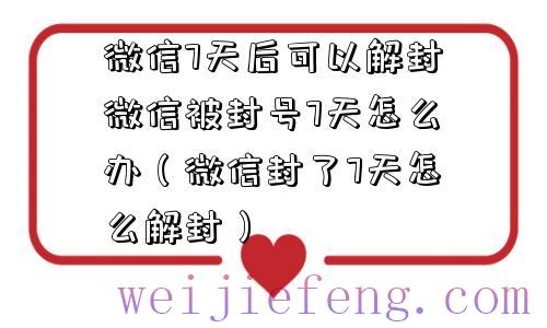 微信7天后可以解封微信被封号7天怎么办（微信封了7天怎么解封）