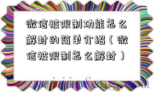 微信被限制功能怎么解封的简单介绍（微信被限制怎么解封）