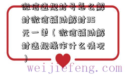 微信违规封号怎么解封微信辅助解封35元一单（微信辅助解封违规操作什么情况）